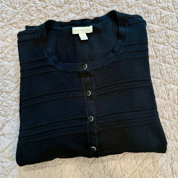 Charter Club Black Button-Up Cardigan - Picture 4 of 4